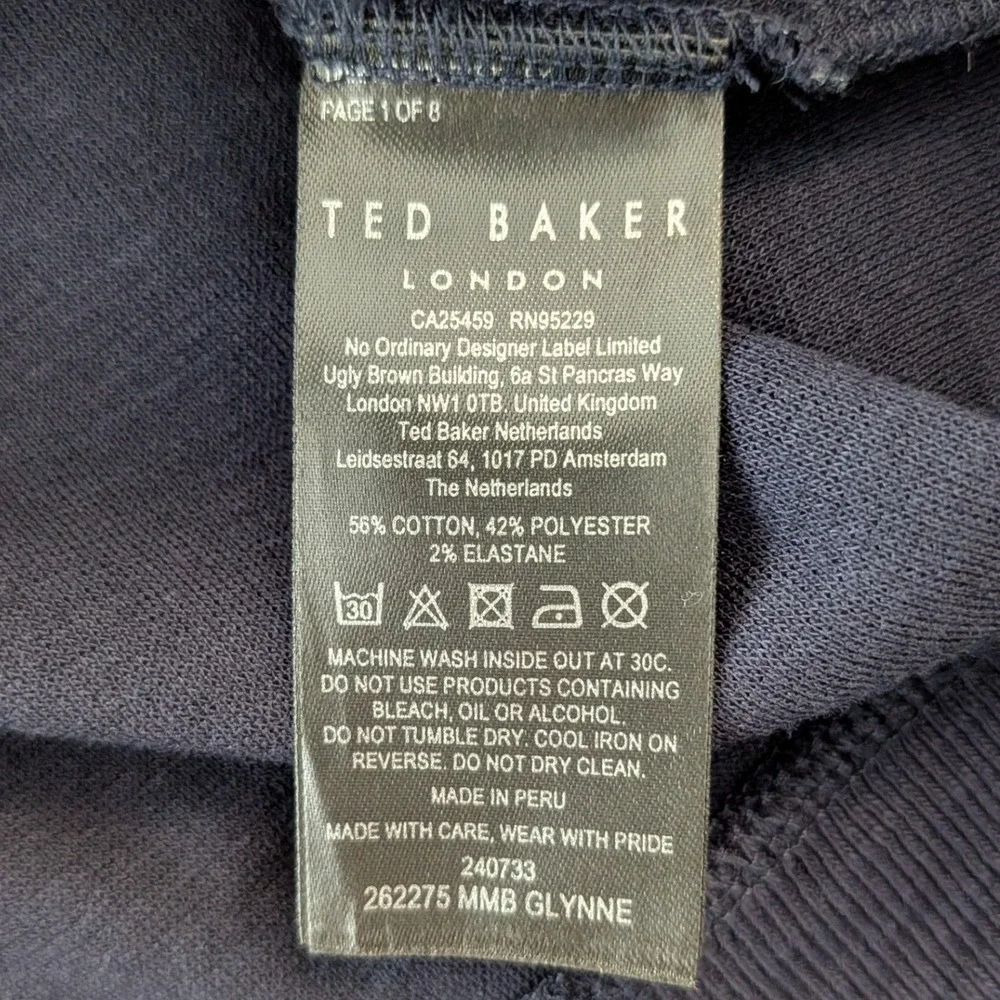 Ted Baker Glynne Bomber Jacket Men's Size 6 XXL Navy Blue Slub Knit Full Zip